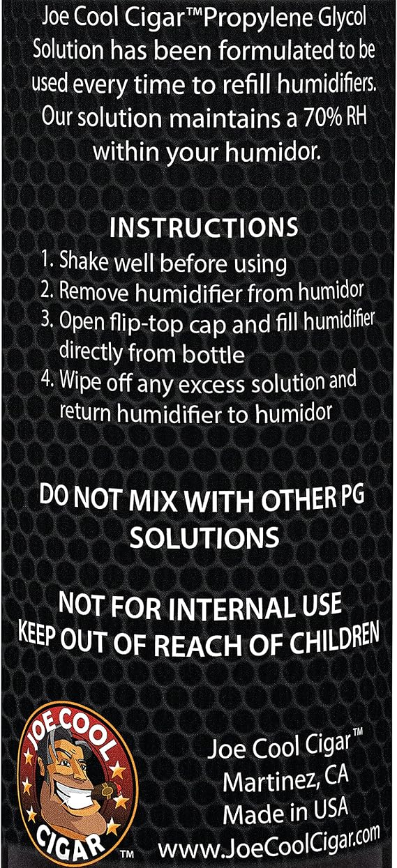 Joe Cool Cigar Propylene Glycol Humidor Solution for Cigar Humidifiers (8 oz Bottle)