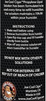 Joe Cool Cigar Propylene Glycol Humidor Solution for Cigar Humidifiers (8 oz Bottle)