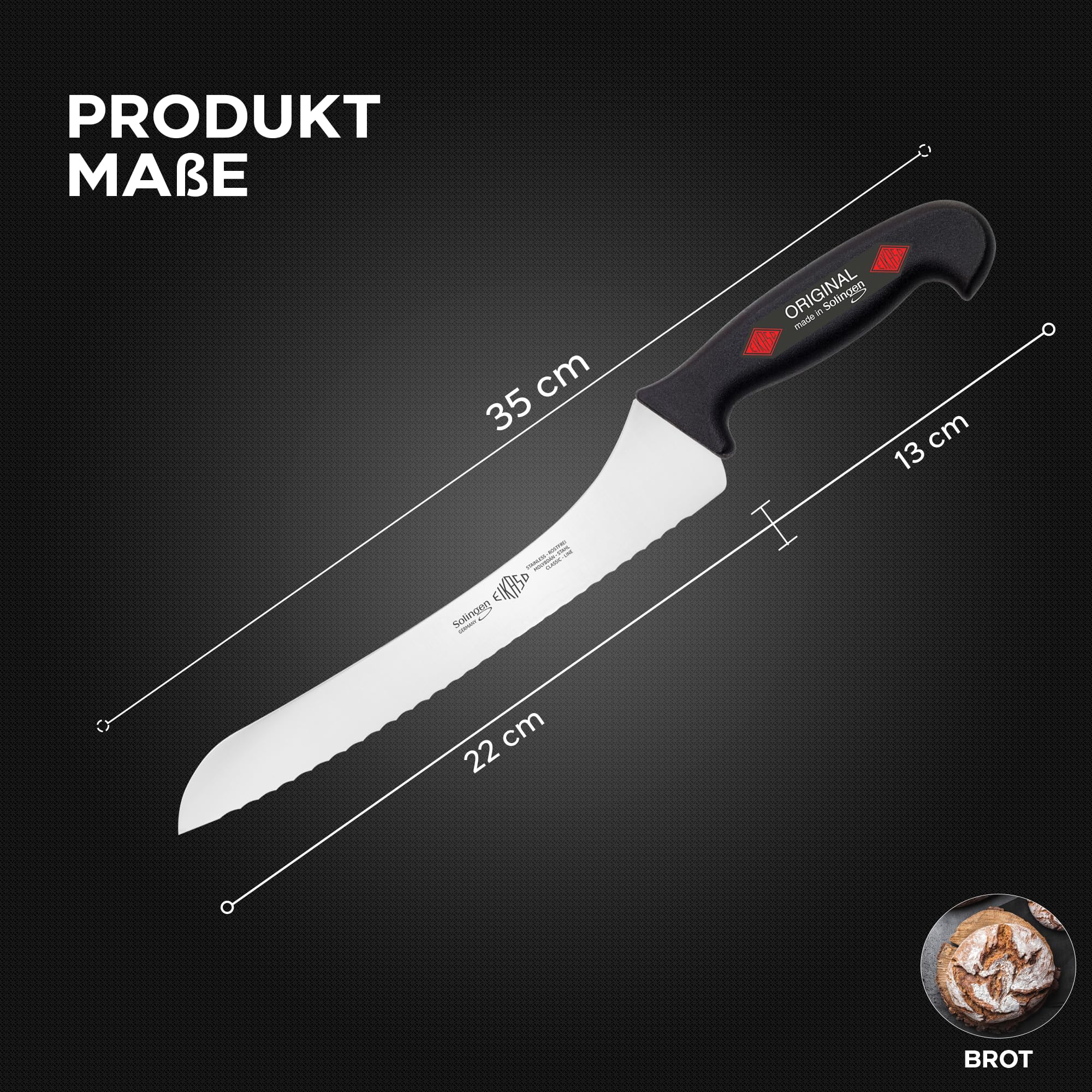 EIKASO Solingen Allzweckmesser Haushaltsmesserset für Profis und Privat Klinge aus Molybdänstahl 1.4116 Kochmesser Brotmesser Ausbeinmesser mit ergonomischen Griff