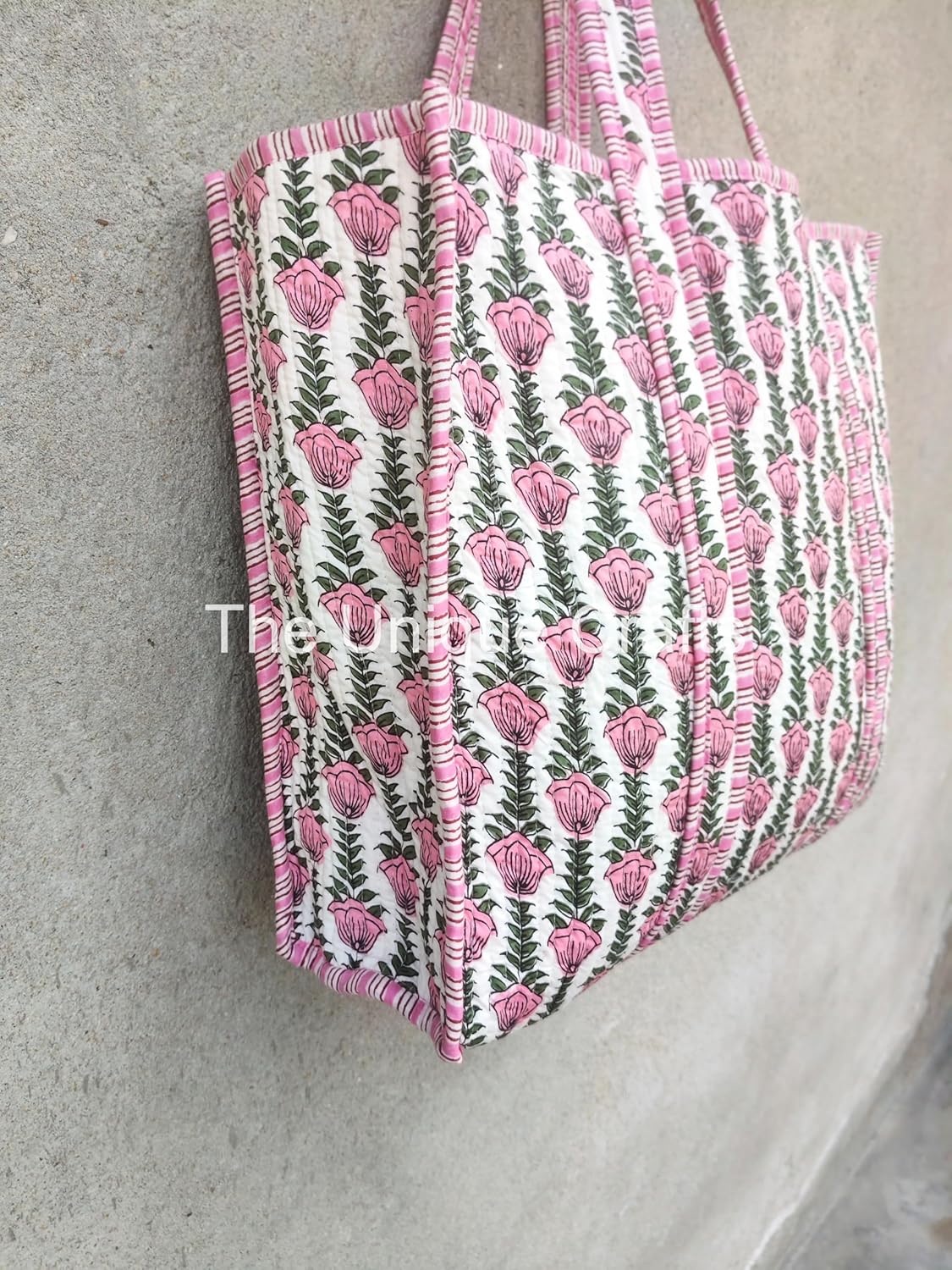 Tote Bag For Women, Shoulder Purse with Inner Pocket, Quilted Cotton Handprinted Reversible Large Multicolor Tote Bag - Image 2