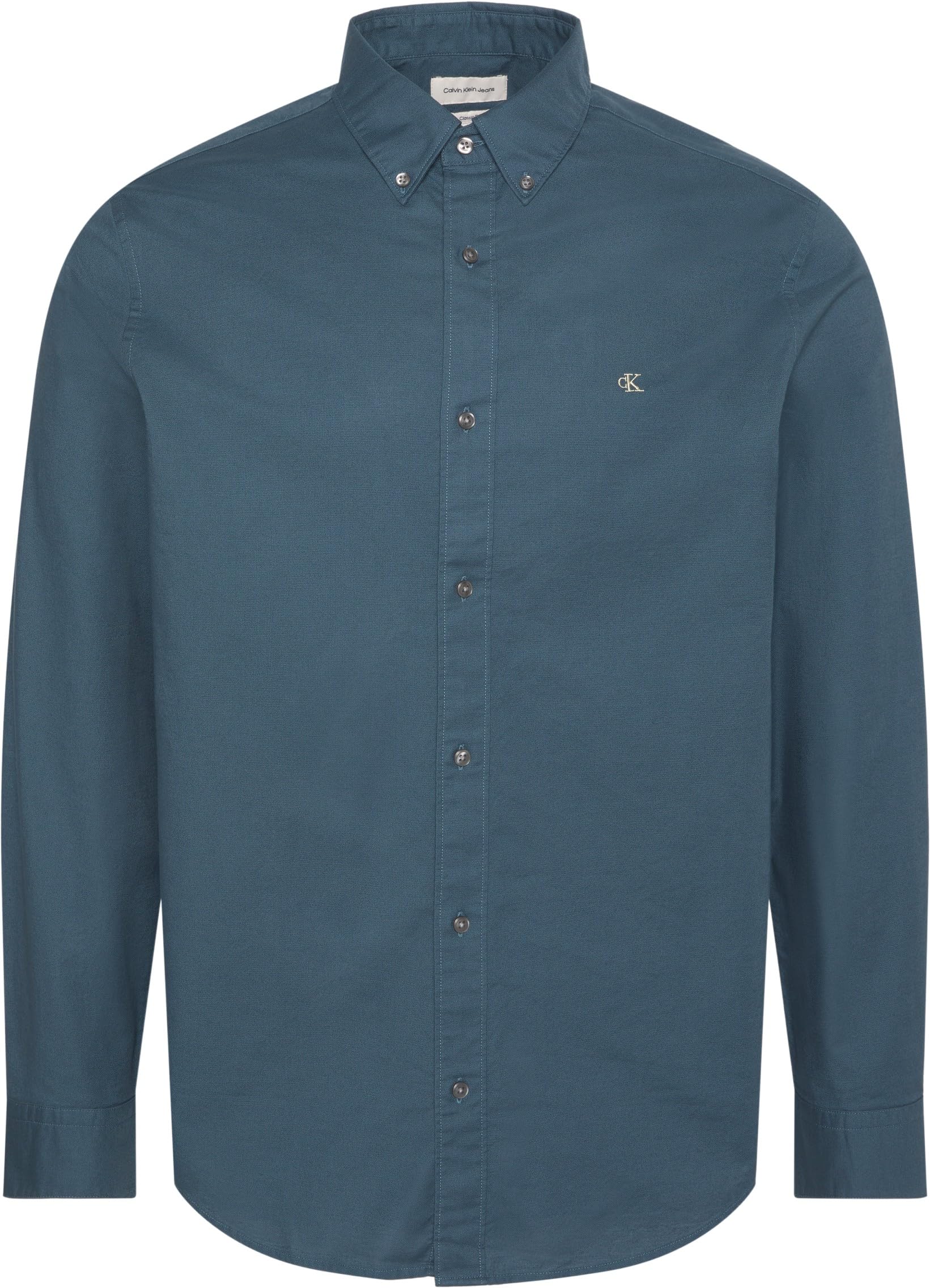 Calvin Klein Męska klasyczna koszula LS Solid Oxford LV140EM125 Inne koszule, niebieski (granatowy), XL, Niebieski (granatowy morski), XL