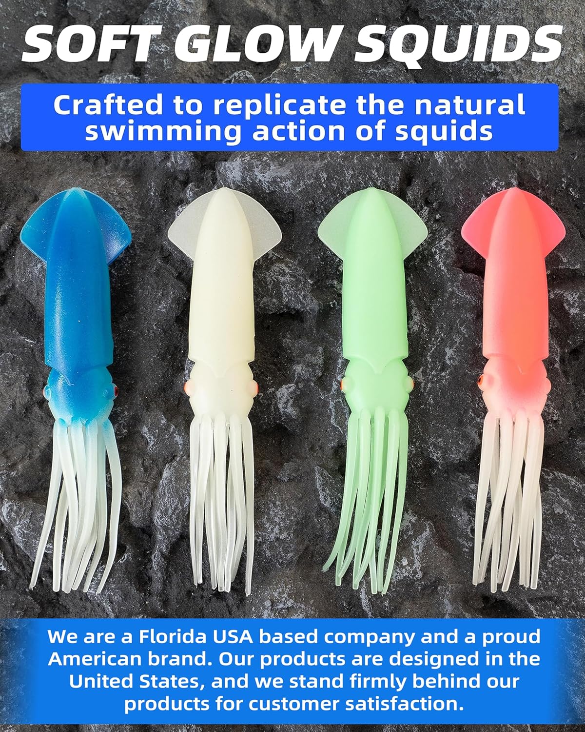 BLUEWING 18"/36" Fishing Soft Squid Spreader Bar Offshore Fishing Spreader Bar with 6in/9in Soft Squid and Big Game Trolling Lure for Wahoo Tuna Marlin Mahi Mahi, Includes Mesh Bag