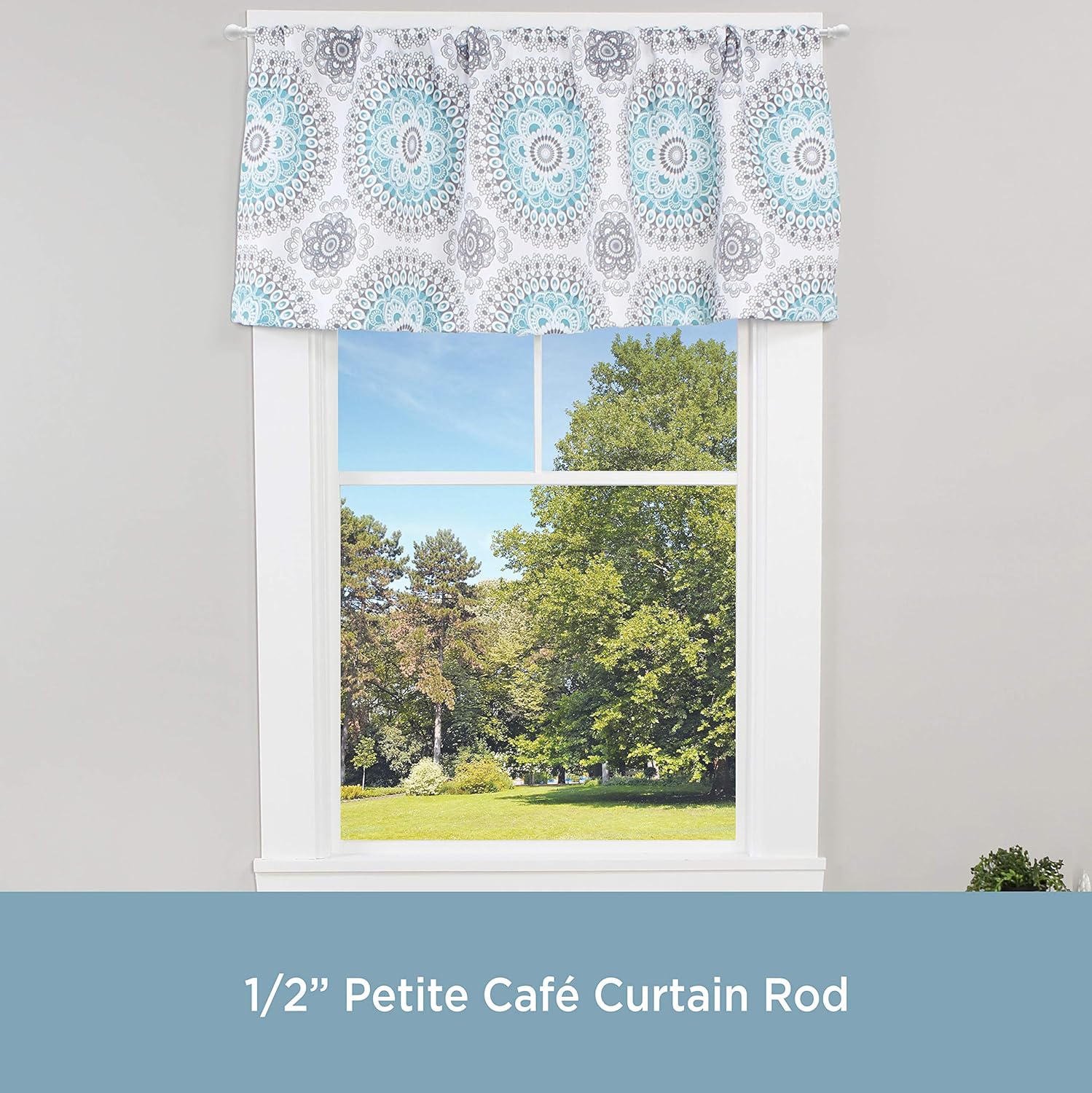 Kenney Davenport 1/2" Petite Café Decorative Window Curtain Rod, 28-48", White : Home & Kitchen