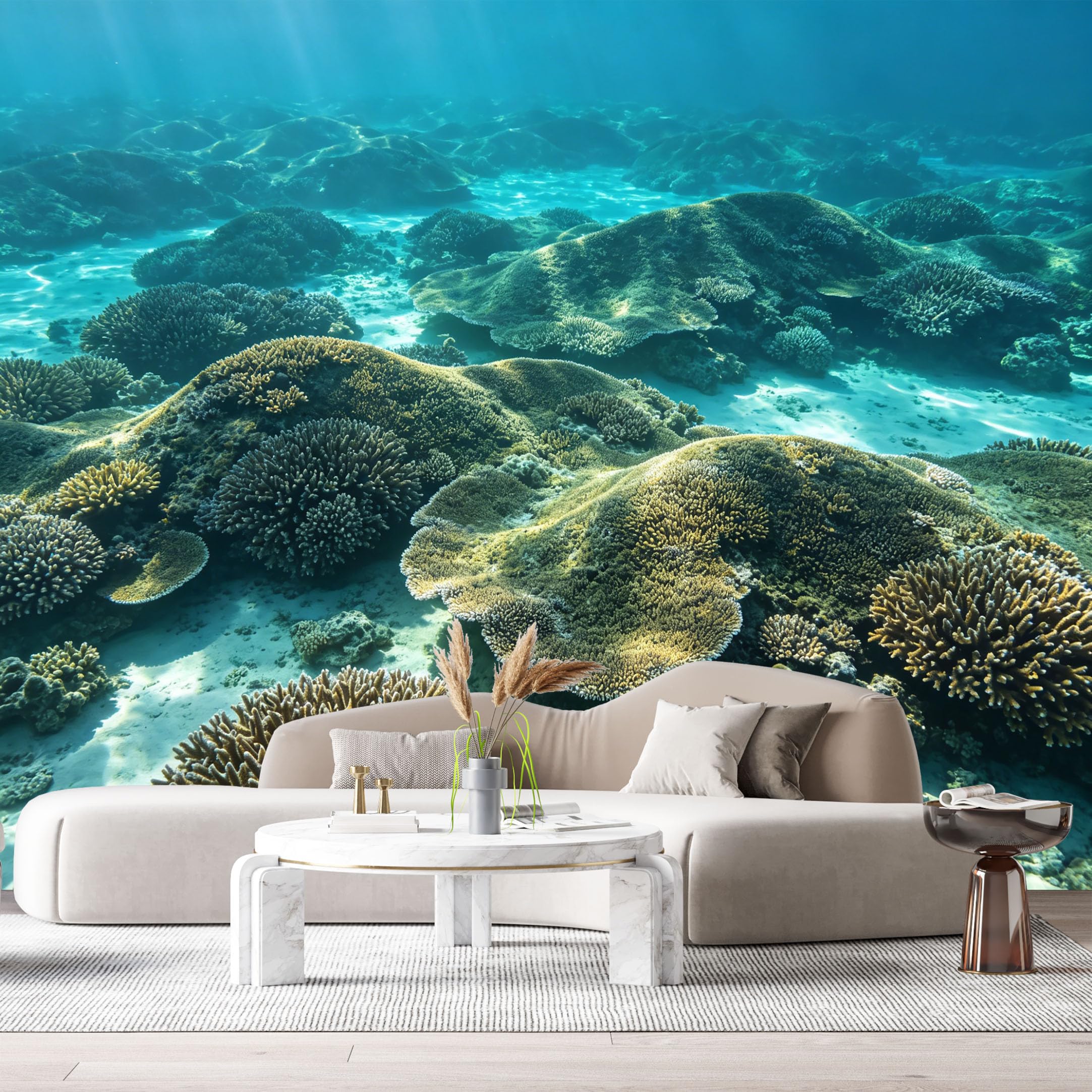 Custom Size Wall Murals Ocean Marine Coral Reef Underwater Seascape Watercolor SelfAdhesive Wall Fabric Removable Large Wallpaper for Photo Living Room