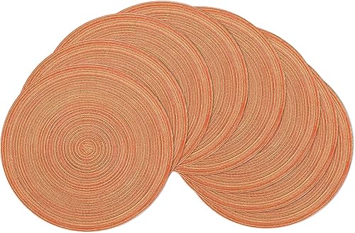 Miniatura 77 de SHACOS Juego de 6 manteles individuales redondos trenzados de 15 pulgadas antideslizantes resistentes al calor de algodón y poliéster, alfombrillas