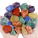 QINJIEJIE 7 Chakra Crystal Raw Healing Crystals Rough Stones Large 1 Assorted Gemstones for Tumbling, Cabbing, Fountain Rocks, Decoration, Polishing, Wicca Reiki