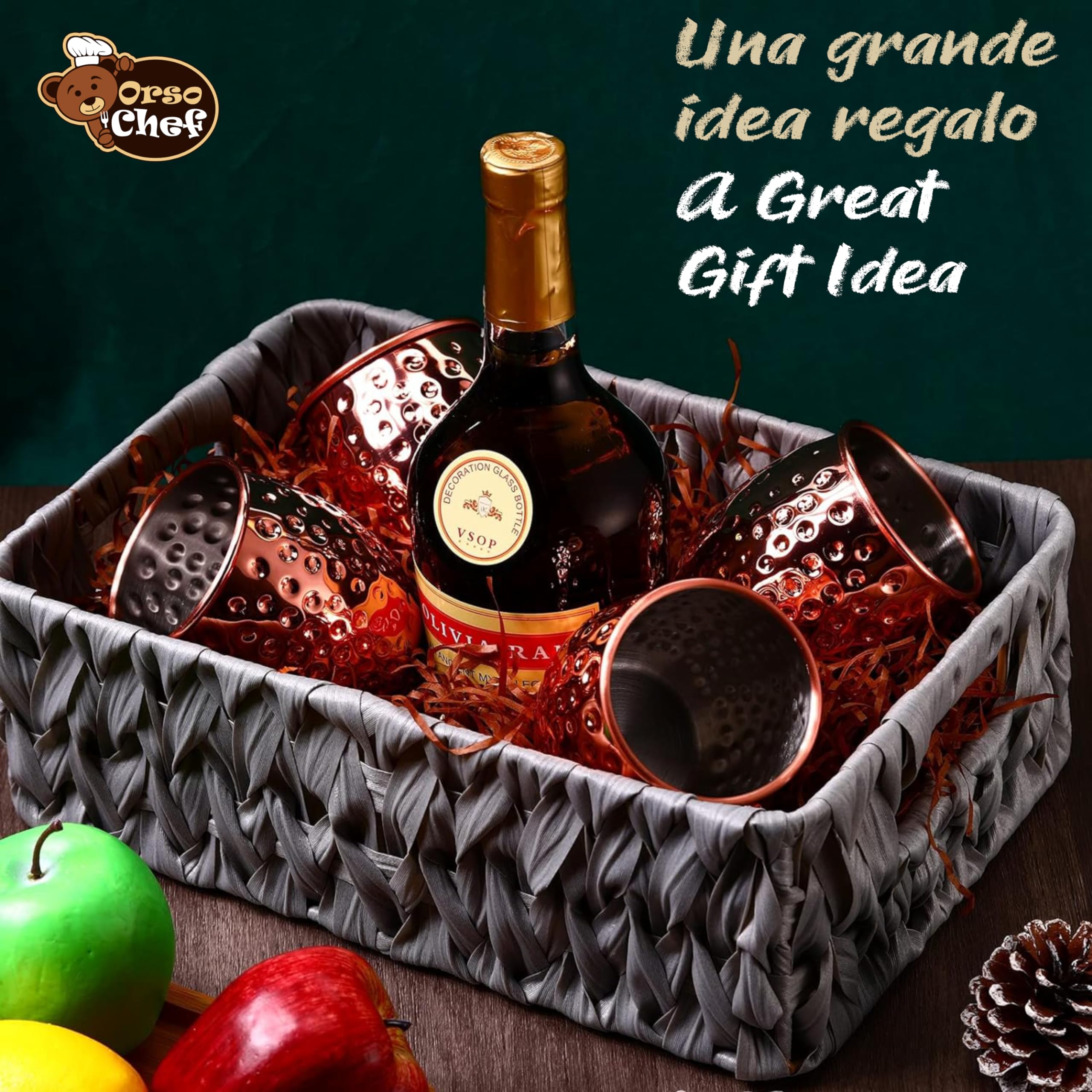 Set Completo Di 2 Bicchieri Cocktail Moscow Mule Rame, Accompagnati Da Cannucce, Sottobicchieri Acquistando In Omaggio Esclusivo E-book Con Ricette E Suggerimenti Per Cocktail