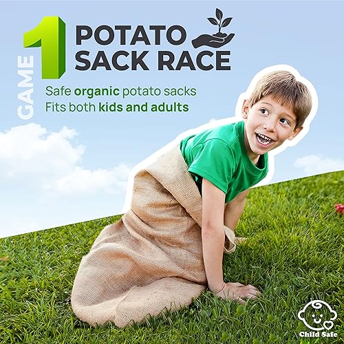 Vista 12 de Shop Square Bolsas de carreras de sacos de papa, 23 x 40 pulgadas, juego de 6, divertidos sacos de arpillera para niños y adultos, perfectas