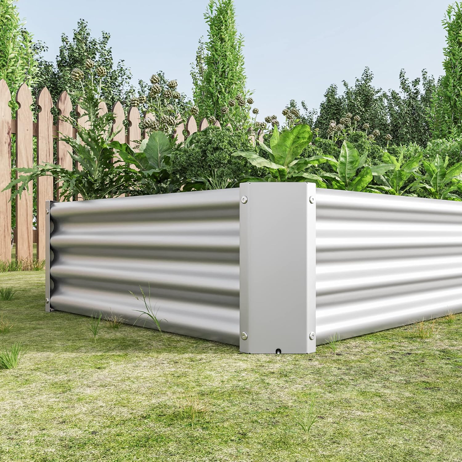 Raised Garden Bed Outdoor, 6×3×1ft, Metal Raised Rectangle Planter Beds for Plants, Vegetables, and Flowers (Silver)