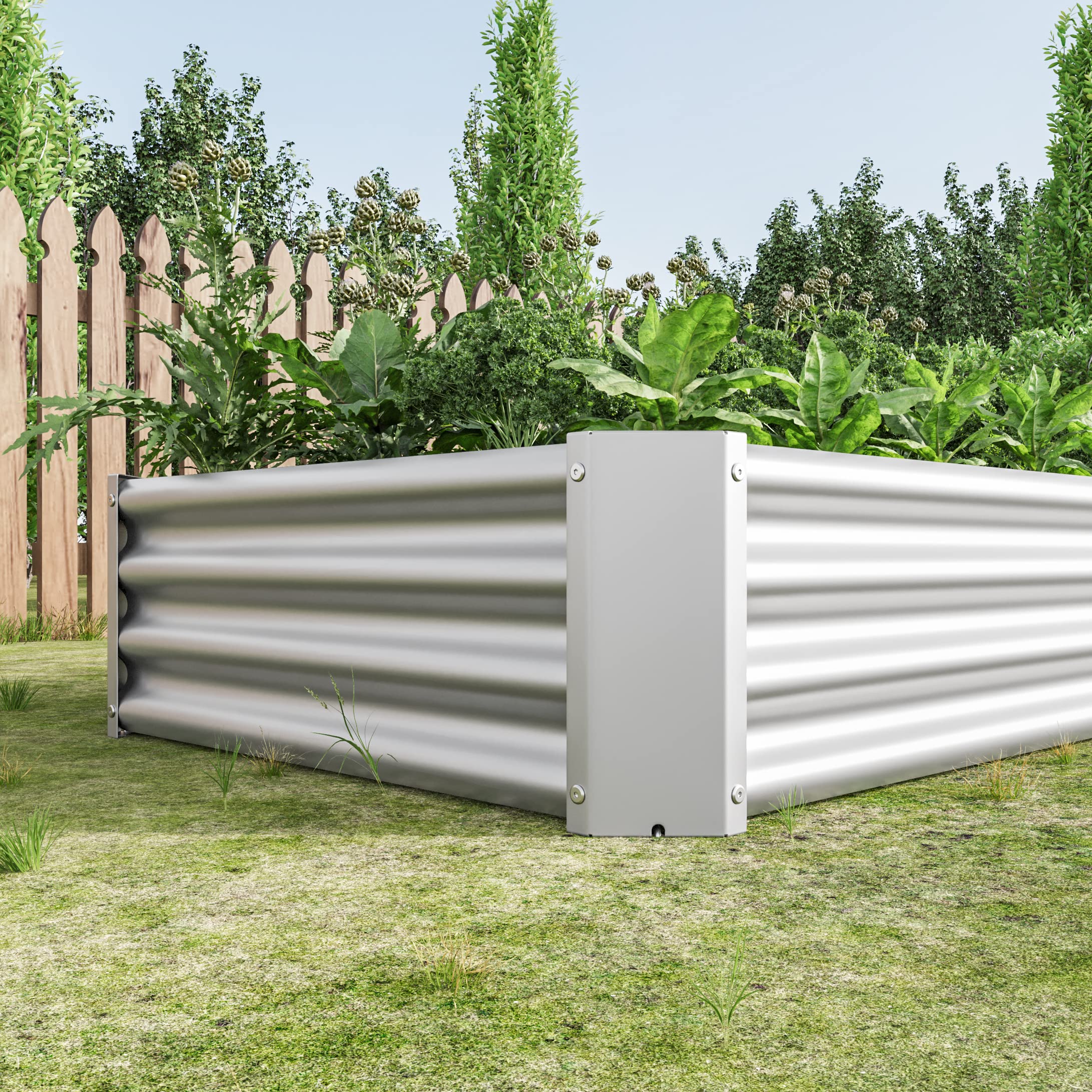 Gecheer Aiuola Rialzata, Letto da Semina in Giardino Lamiera Acciaio Robusta, Struttura Stabile Kit Senza Base, 180x91x30 cm, per Verdure Erbe Aromatiche Fiori Sistema Coltivazione Orto Domestico