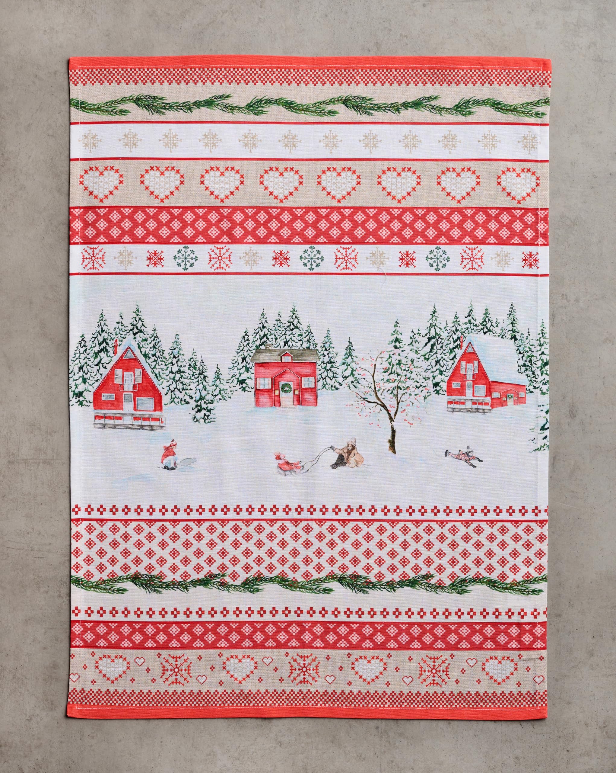 Maison d' Hermine Kitchen Towels Set of 3 100% Cotton 70 CM x 50 CM Reusable Cloth Tea Dish Towels Absorbent with Hanging Loop for Kitchen Dining Christmas Decorations (Rural Christmas) - Image 3