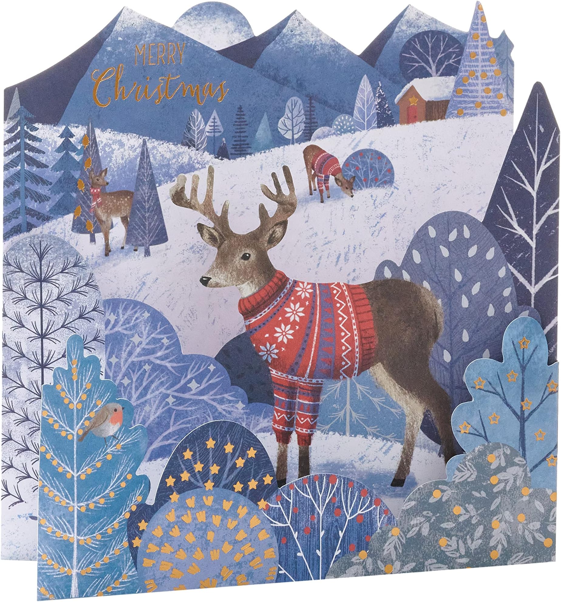 UK Greetings Multipack of 8 Christmas Cards for Him/Her/Friend - Amazing Wonderland Design