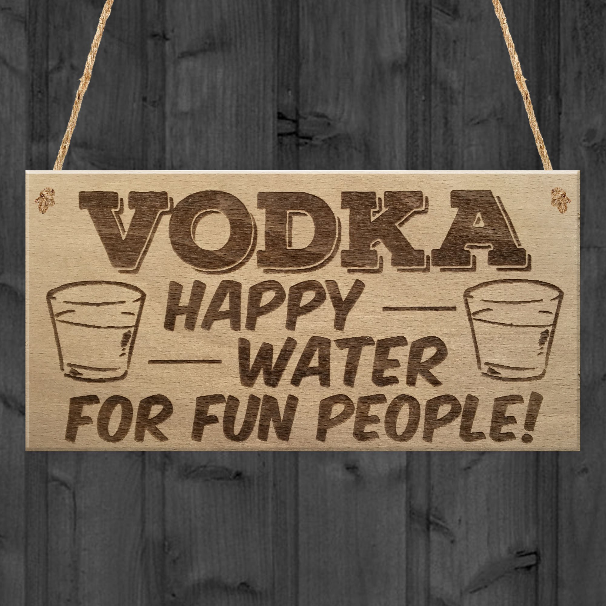 Red Ocean Vodka Happy Water Funny Alcohol Man Cave Friend Hanging Plaque Pub Bar Gift Sign