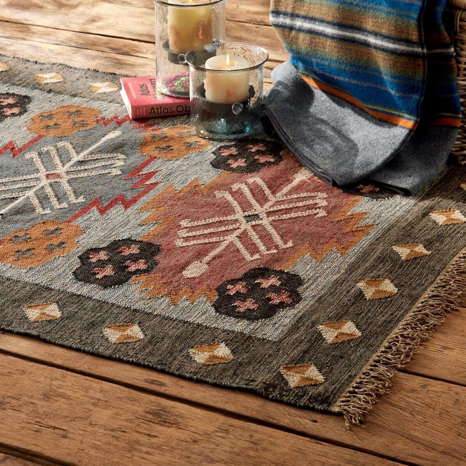 Tappeto Kilim di lana juta, rettangolare, resistente, realizzato a mano, tappeto per arredamento moderno per la casa, soggiorno, camera da letto, 90 x 180 cm