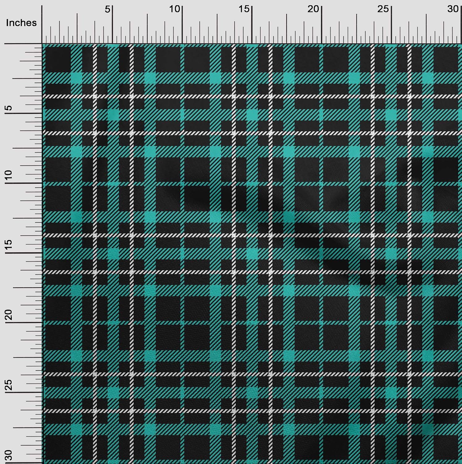 oneOone Polyester Spandex Teal Green Fabric Tartan DIY Clothing Quilting Fabric Print Fabric by Yard 56 Inch Wide
