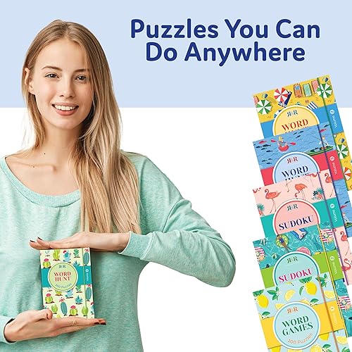 Miniatura 2 de R&R - Juegos de palabras de bolsillo para adultos, libros compactos de rompecabezas de palabras de tamaño de viaje, ideales para aliviar el estrés,