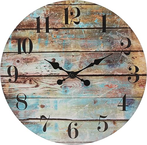 Stonebriar Vintage Farmhouse - Reloj de pared colgante de madera de 18 pulgadas con pilas