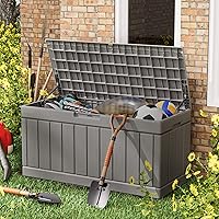 Vista 13 de Greesum Caja de 31 galones para exteriores, cajas de almacenamiento para exteriores para todo tipo de clima, para muebles de patio, caja de entrega