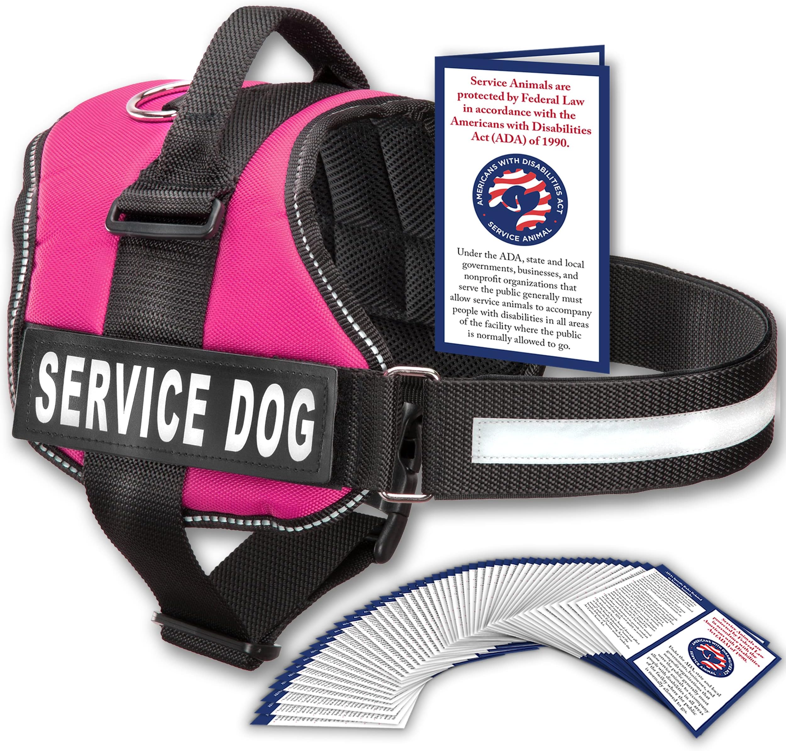 Service Dog Vest with Hook and Loop Straps and Handle - Harness is Available in 8 Sizes from XXXS to XXL - Service Dog Harness Features Reflective Patch and Comfortable Mesh Design