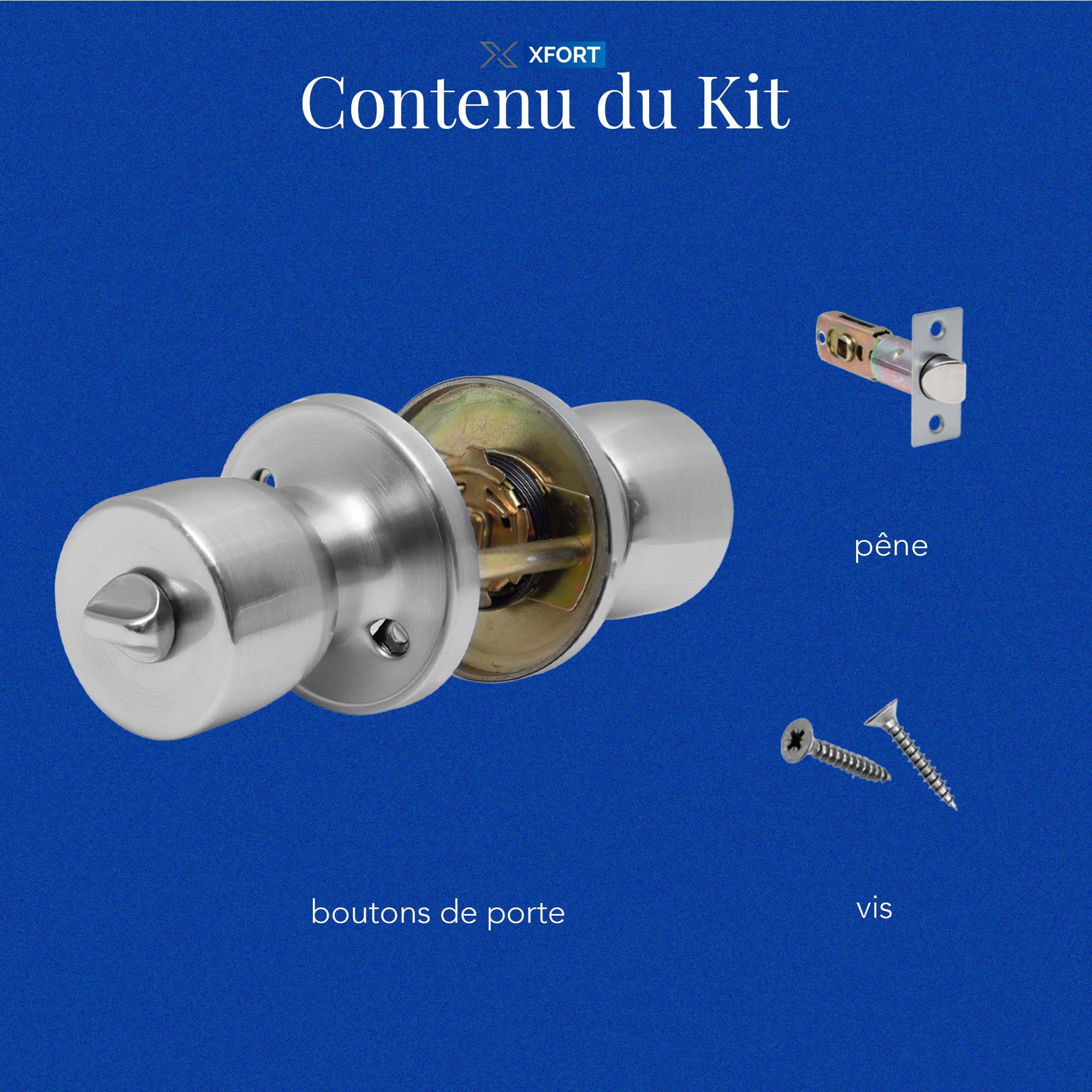 XFORT Tulip Privacy Knob – Poignée à Condamnation pour Portes Intérieures en Bois – Bouton Poignée de Porte pour Salle de bain, WC et Toilettes – Finition Chrome Satiné – Kit Complet