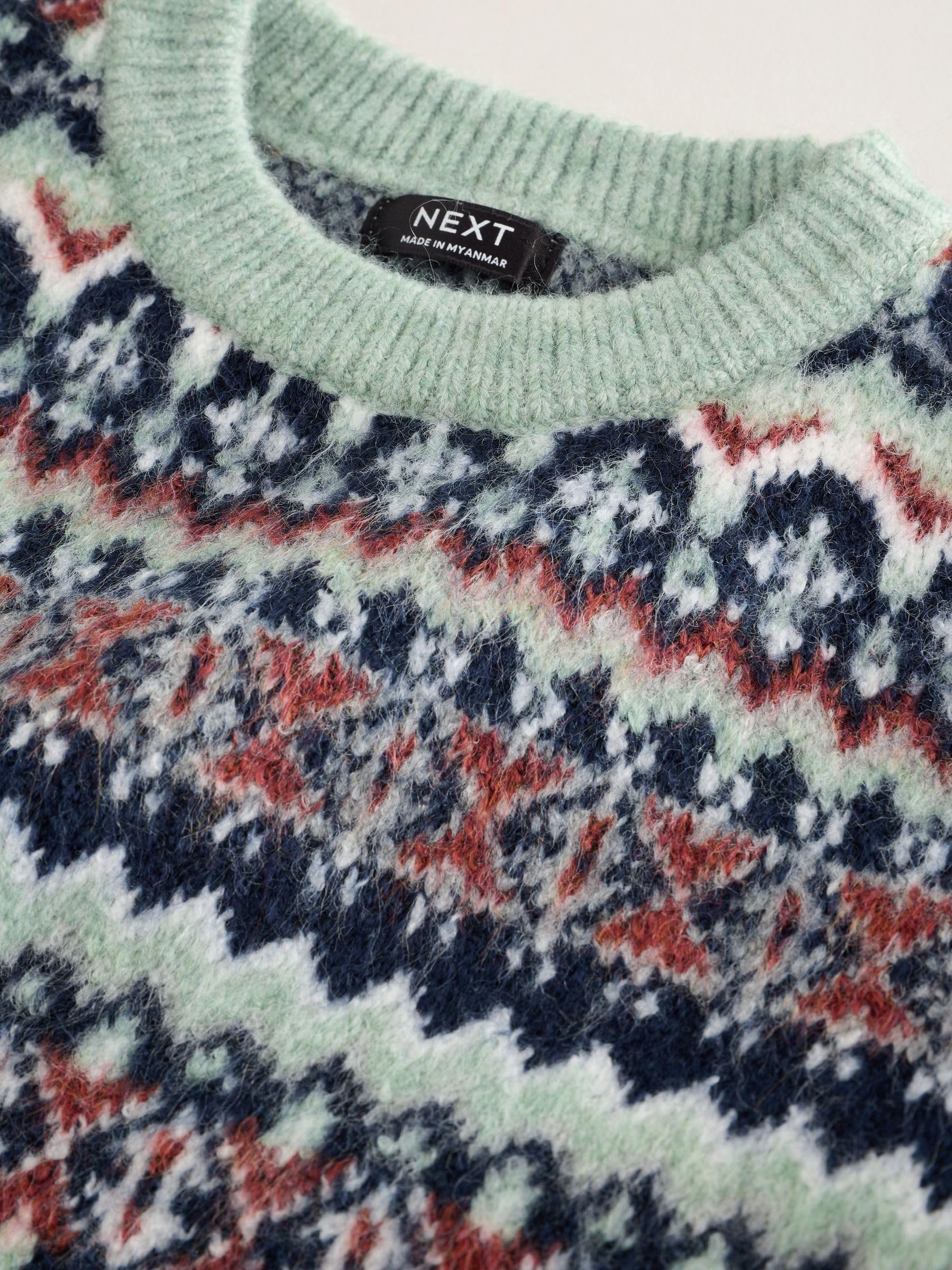 NEXT Garçon Pull Ras du Cou en Maille à Motif Jacquard