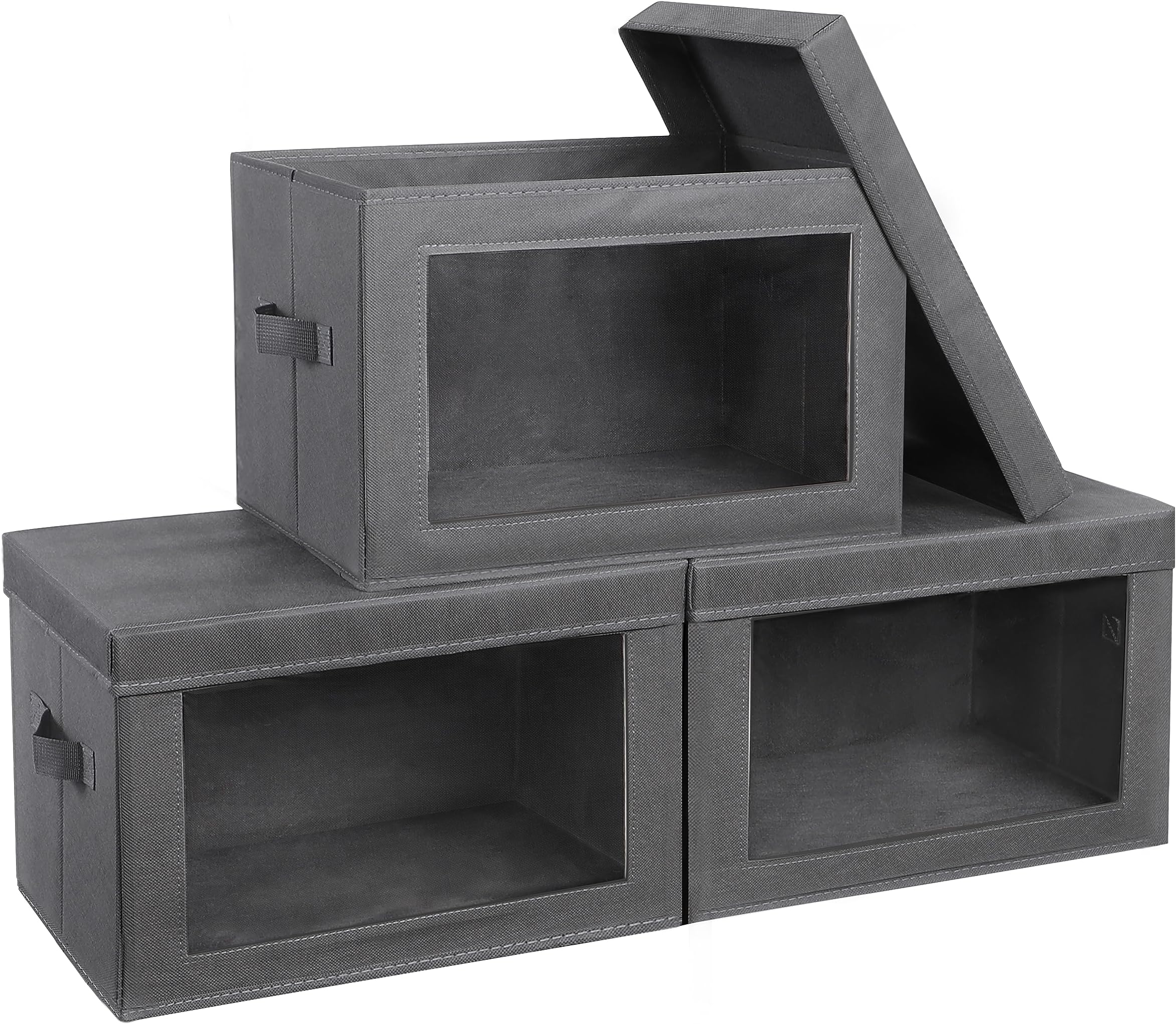 DIMJ 3 Pack Foldable Storage Boxes with Lids, Fabric Storage Bins with ...