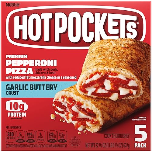 HOT POCKETS Pepperoni Pizza Frozen Sandwiches - Caja de 5 unidades  Alimentos congelados con queso mozzarella disponible en Yaxa Colombia