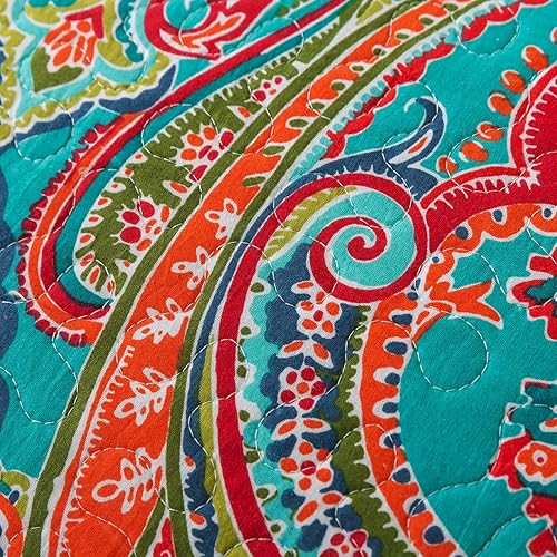 Miniatura 9 de NEWLAKE Juego de colcha de algodón, juego de colcha reversible de retazos, patrón floral hermoso europeo, tamaño California King