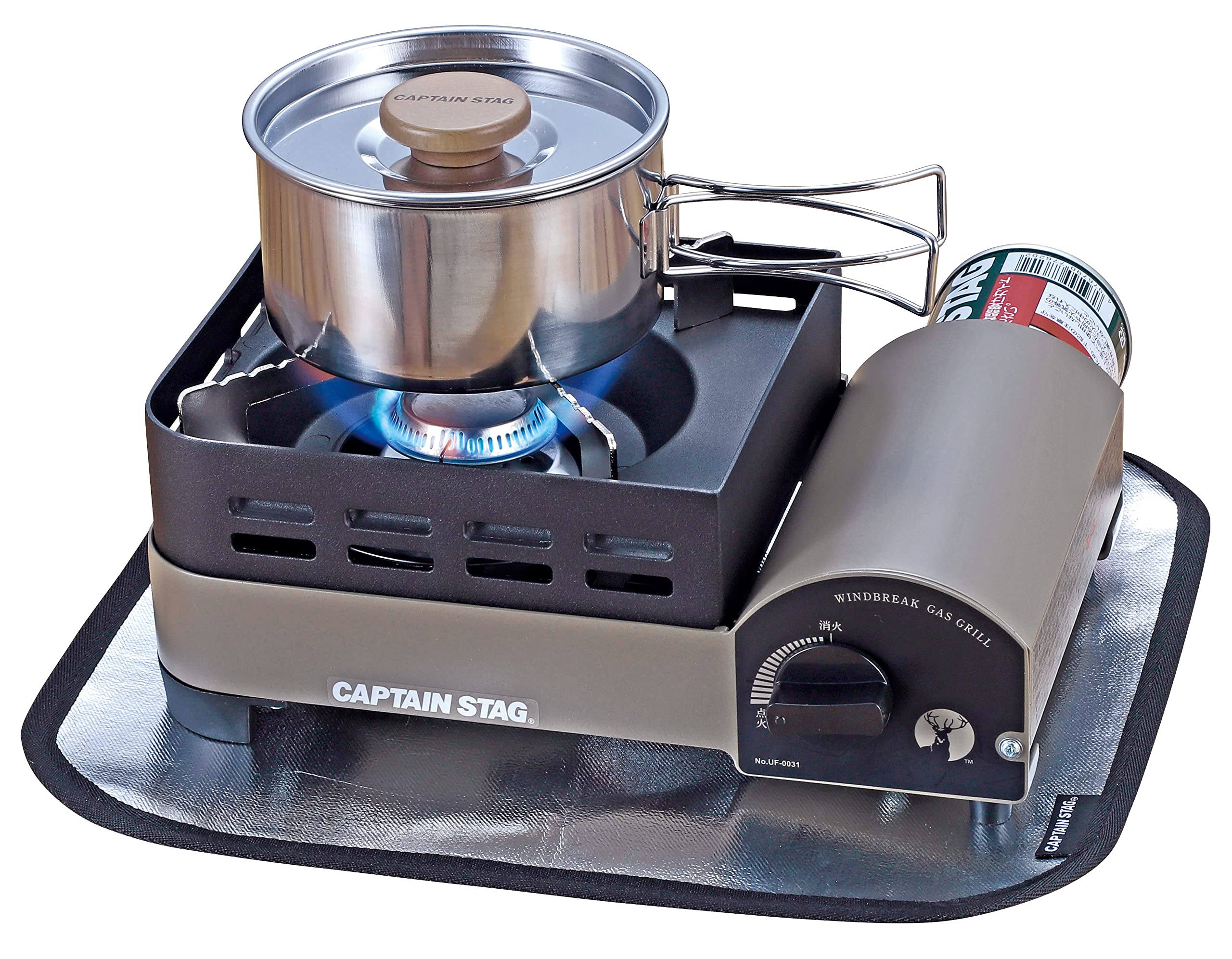 シングルバーナー&防火シート CAPTAIN STAG キャプテンスタッグ ガスバーナーシート ソロ UF