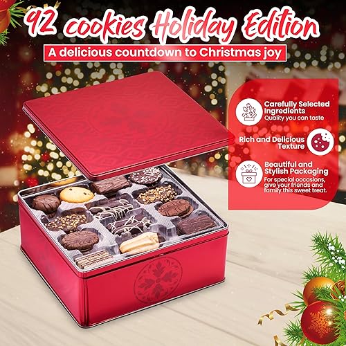 Miniatura 3 de Lambertz Exquisita lata de galletas navideñas, 90 galletas europeas en 10 variedades de chocolate, 26.4 onzas, caja de regalo prémium para Navidad,