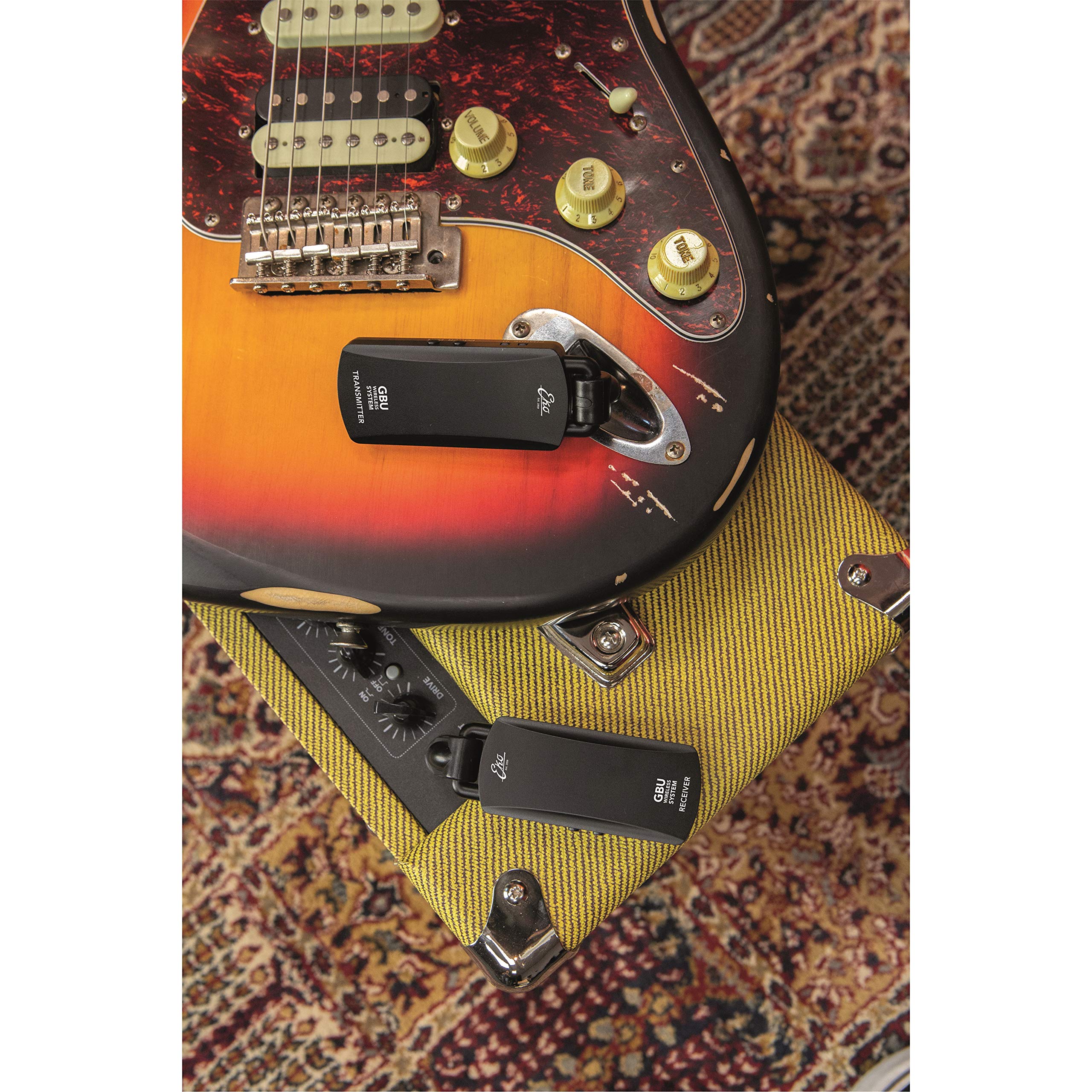 EKO GUITARS – GBU Wireless System, Trasmettitore E Ricevitore Wireless Per Chitarra Basso Ukulele, Range Frequenza 20Hz-20kHz, Latenza <5ms, Portata Oltre 30m, USB Ricaricabile