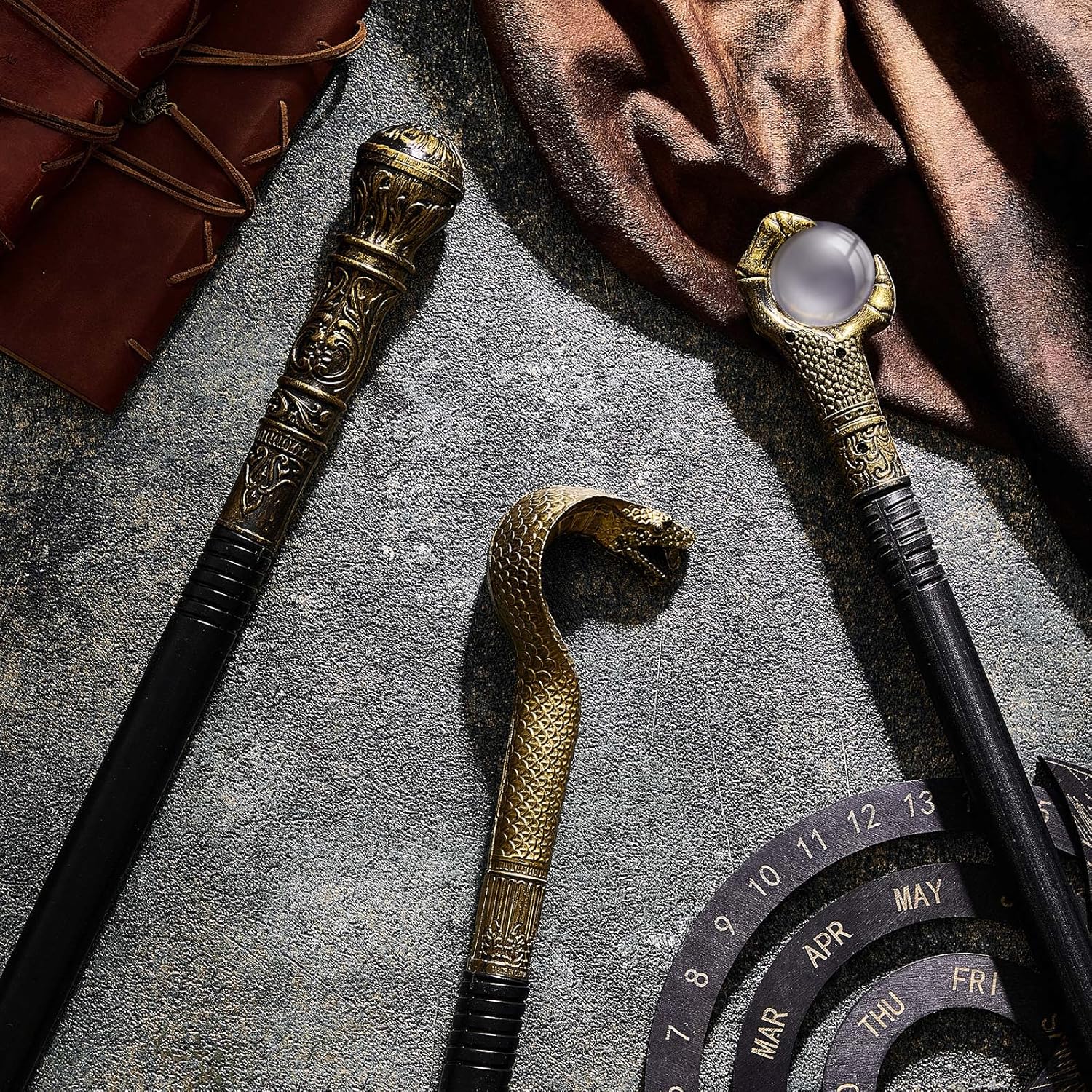 3 Pieces Halloween Antique Gold Walking Cane Vintage Prop Stick King Pimp Cane Costume Kids Walking Cane Prop Scepter Cane with Gold Top for Halloween Costume Accessory Dress Prop Doctor : Clothing, Shoes & Jewelry