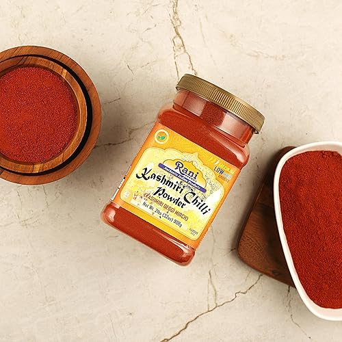 Miniatura 5 de Rani Kashmiri - Chile en polvo (Deggi Mirch, bajo calor), especias indias molidas de 32 onzas (2 libras) tarro de PET de 32.03 oz  Todo natural  Sin