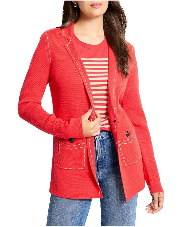 NIC+ZOE Constrast Stitch Elegant Knit Blazer - Main View