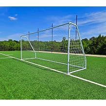 Pass Premier 18.5 X 6.5 Ft. Official Youth Regulation Steel Soccer Goal. 2"""" Diameter Steel Frame w/Durable 4mm Net, Ground Stakes, Elastic Clasp & Re-Usable Ties. White