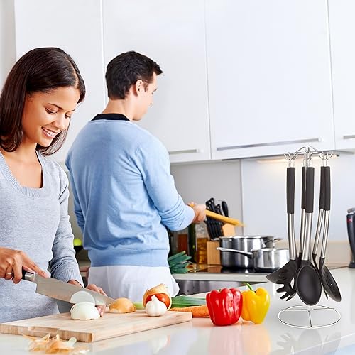 Miniatura 5 de Classic Cuisine - Juego de utensilios de cocina de 7 piezas, herramientas y soporte de cocina de acero inoxidable y silicona, resistente al calor y