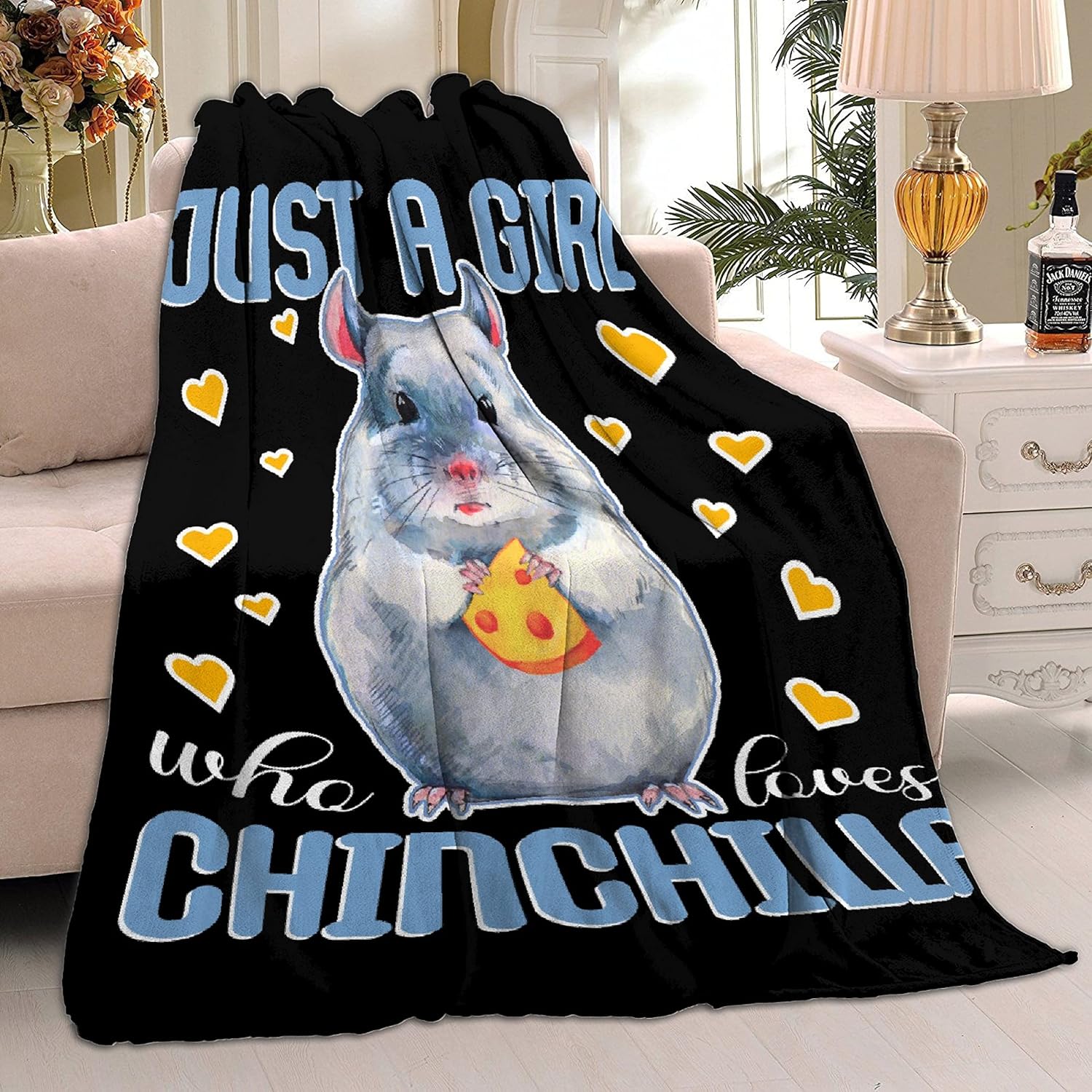 Just Girl Loves Chinchilla Blanket Soft Blankets and Throws Flannel Cozy Lightweight Quilt Gift Perfect for Bed Sofa Couch-60 x50 Medium for Teen