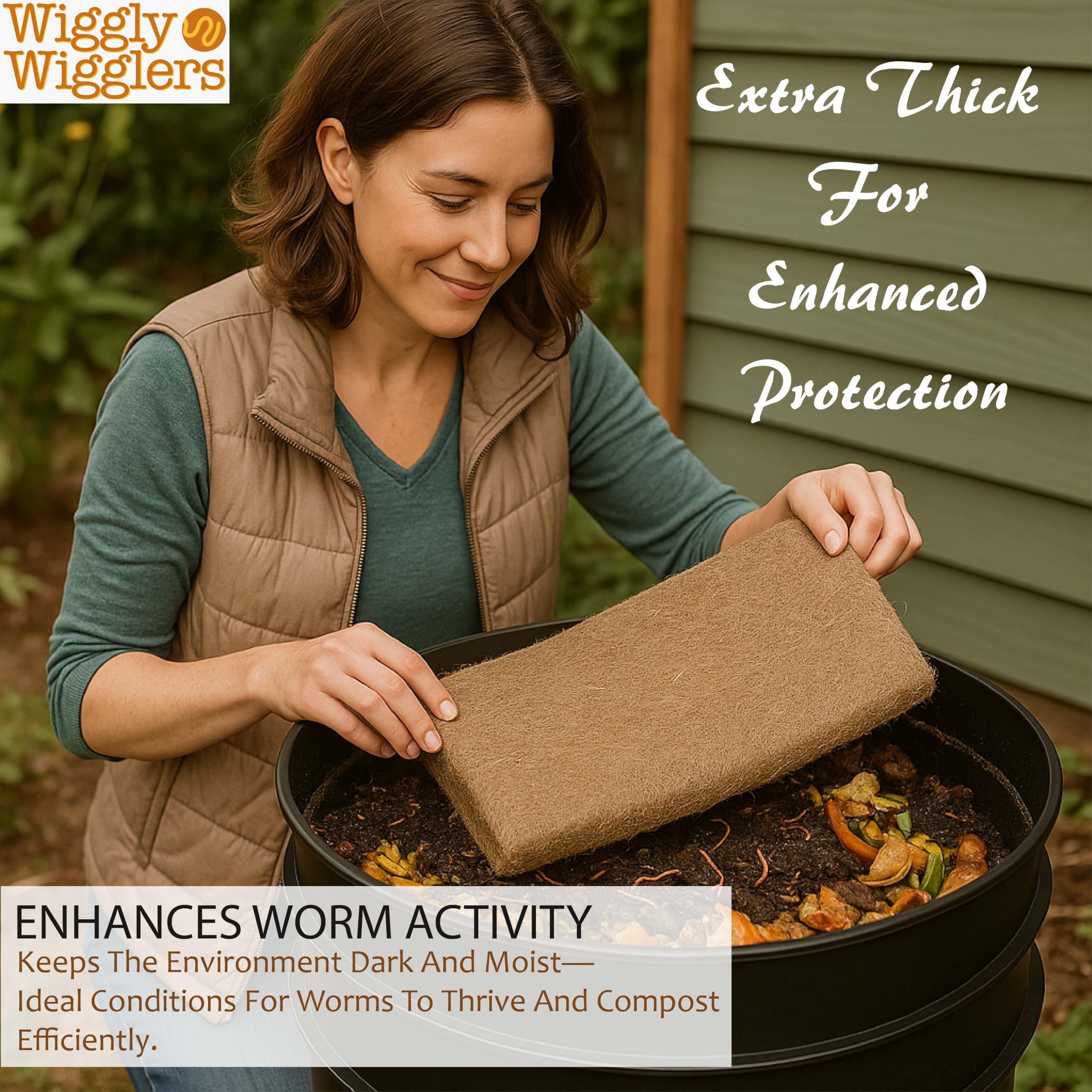 Wiggly Wigglers Thick Worms Mat for Can O Worms Fibre Blanket for Composting - Keeps Worms Dark, Moist & Warm| Wormery Accessory | Vermicomposting Blanket | Hemp Mat (Pack of 2) — view 3