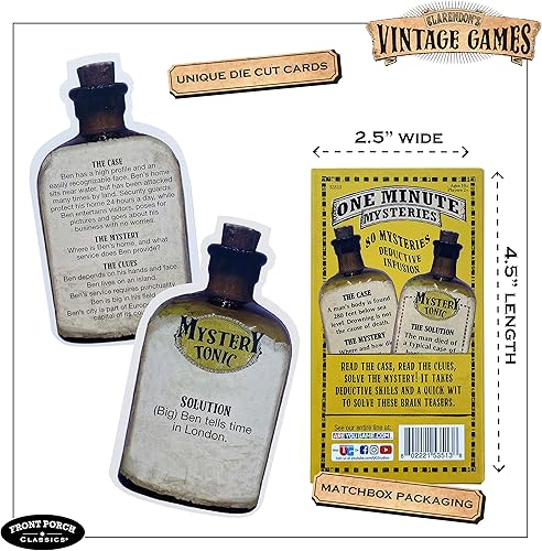 Miniatura 3 de Front Porch Classics Claredon's Mystery Tonic Vintage One Minute Mystery Card Game para 2 o más jugadores, a partir de 10 años