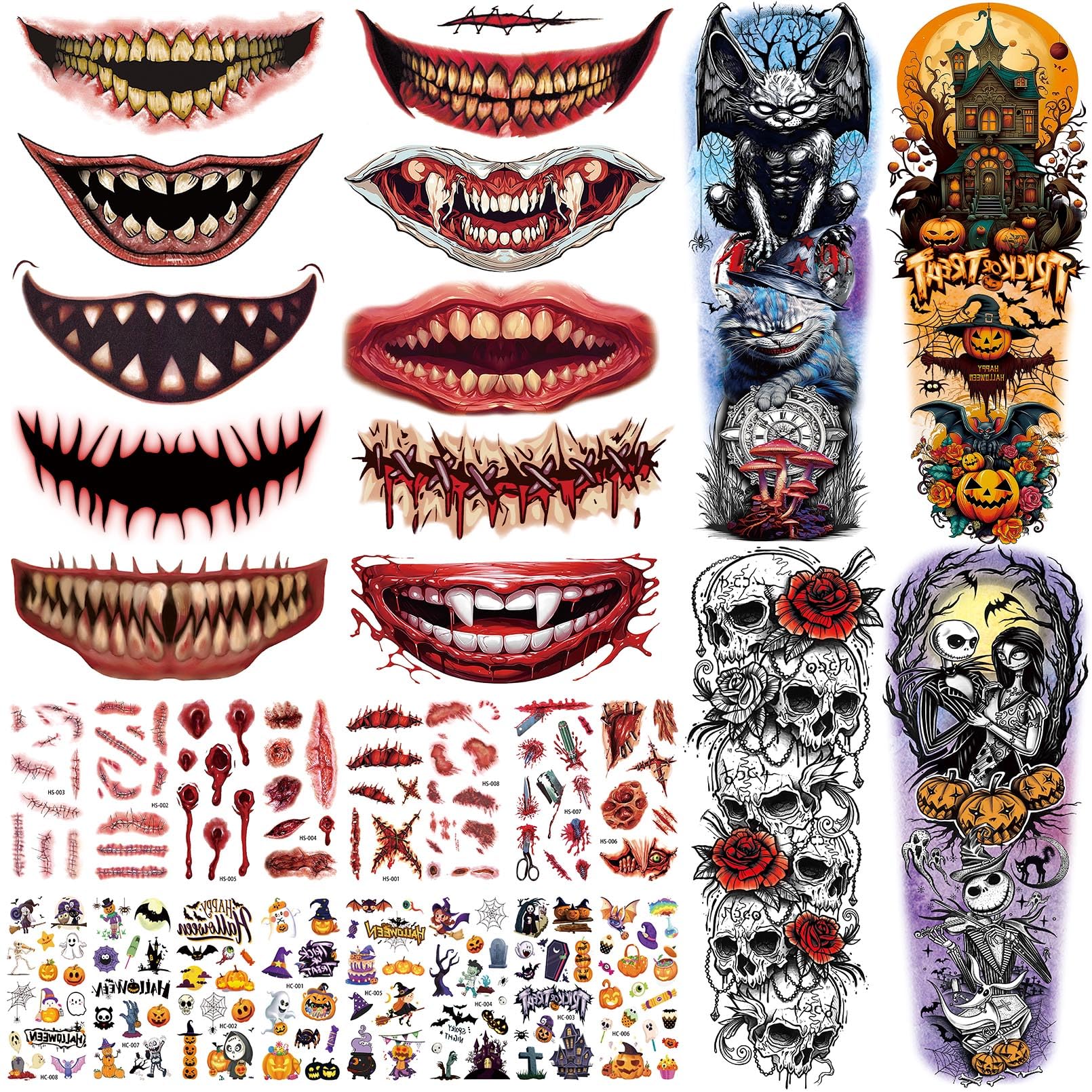 Buy Aresvns Halloween Makeup Temporary Tattoos,Clown Horror Mouth