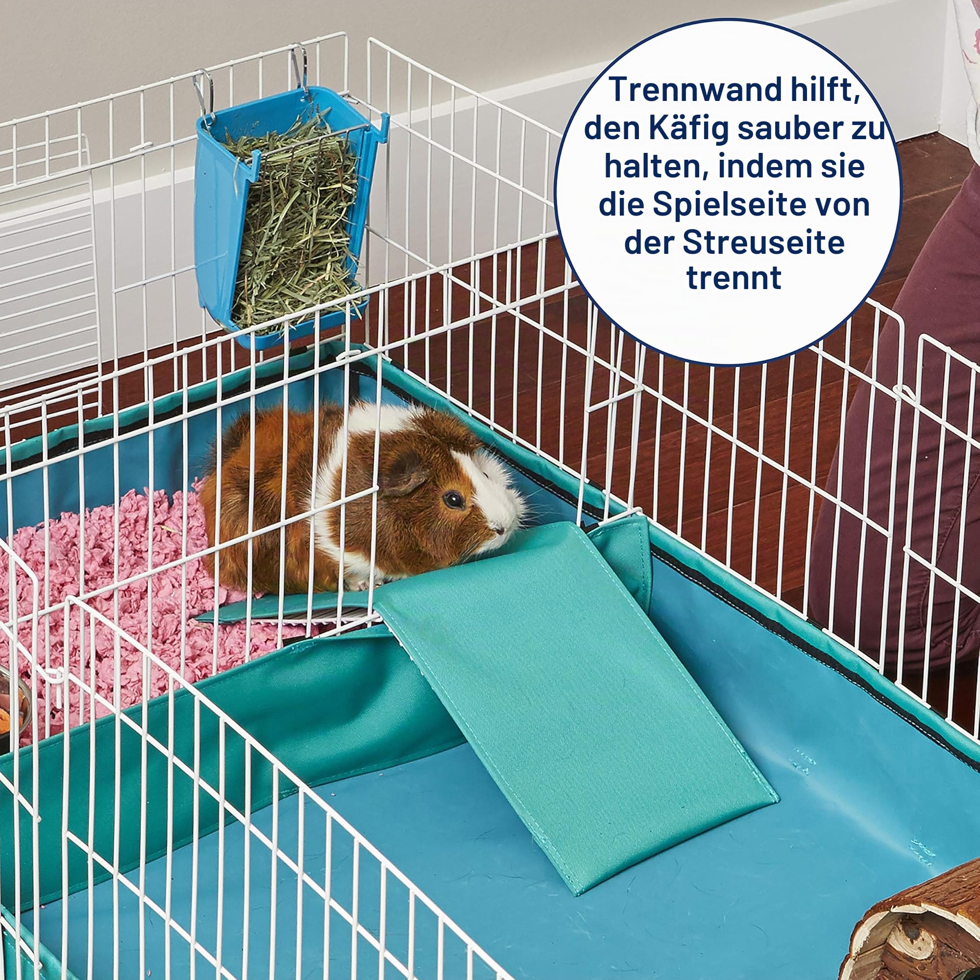 MidWest Homes for Pets - Guinea Habitat Plus 171GHP Meerschweinchen-Gehege mit Trennwand und aufklappbarer Oberseite, waschbarer PVC-Canvas-Boden, erweiterbarer Kleintierkäfig für Meerschweinchen