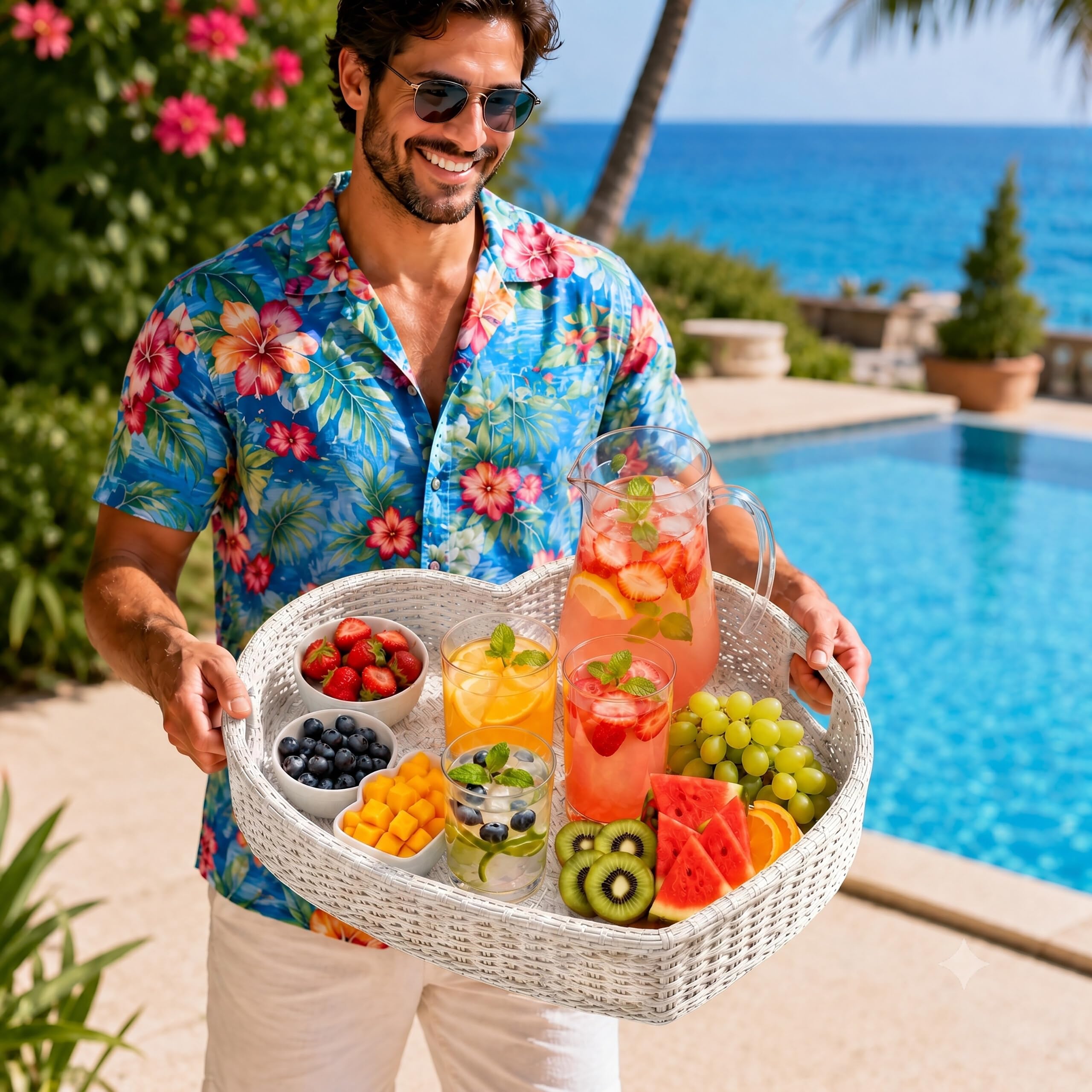 Relaxdays Bandeja Flotante en Forma de corazón para Piscina, Blanca
