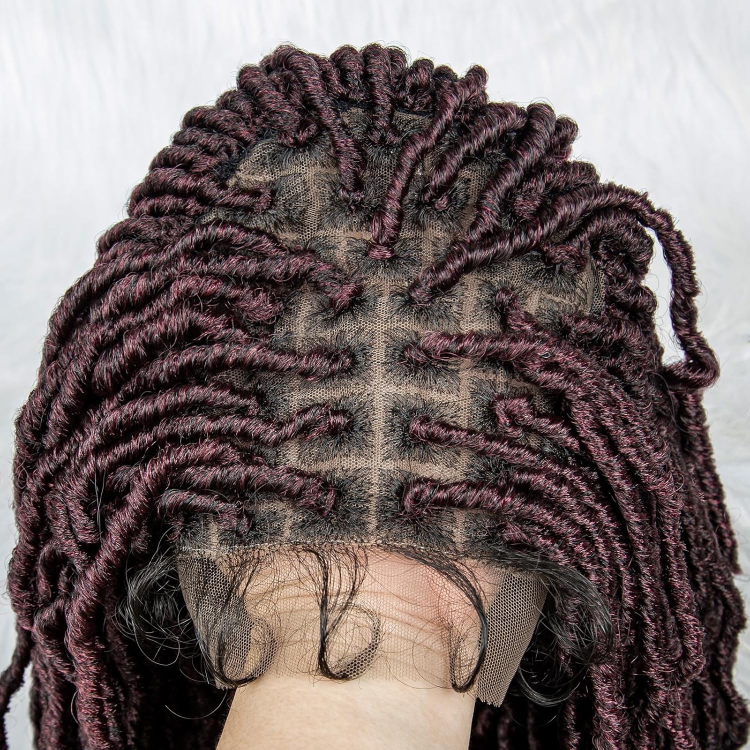 Braided Wigs for Black Women 9x6 Double Lace Front Braided Wigs Burgundy Color Braid African With Baby Hair Braided Synthetic Lace Front Dreadlocks Wigs 26 inches (1B/bug)
