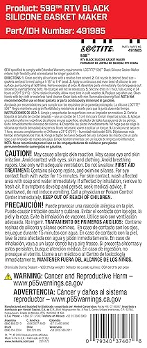 Miniatura 3 de Loctite 37467 silicona RTV 598 de alto rendimiento negra 80ml.