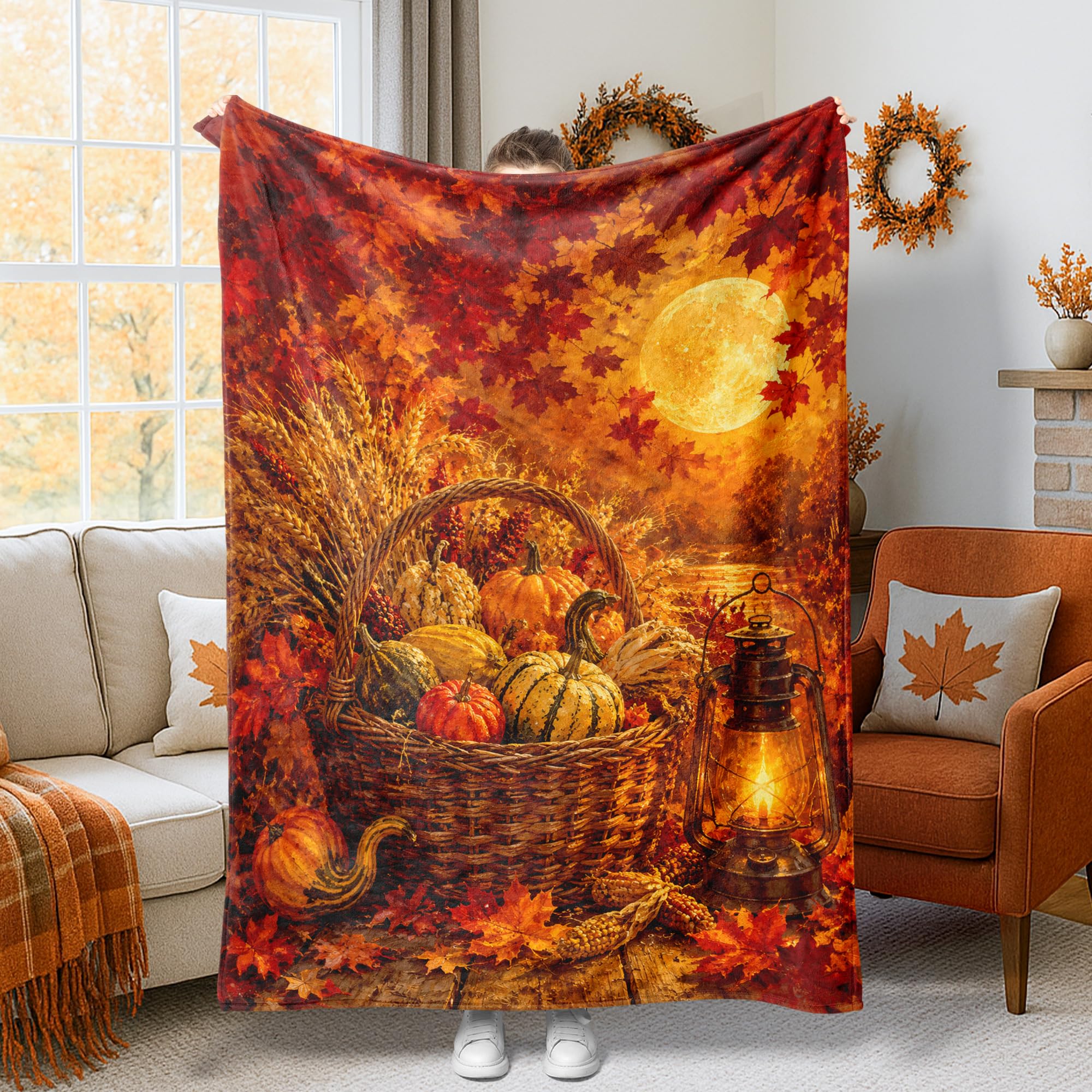 Jeté de lit en polaire orange premium, décoration de lit douce