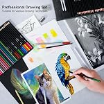 70 PCS Set de dessin d'approvisionnement d'art, Pro Fournitures d'art avec Tutoriel, Couleur, Graphite, Charbon, Aquarelle & Pencil métallique, pour les artistes Adultes Adolescents Débutant