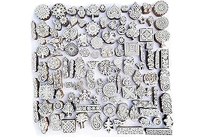Royal Kraft Assorted Wooden Block Printing Stamps 100 Pack