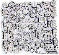 Royal Kraft 25 Assorted Hand-Carved Wooden Block Printing Stamps - Indian Art for Fabric, Paper, Clay, Pottery & Henna Tattoos
