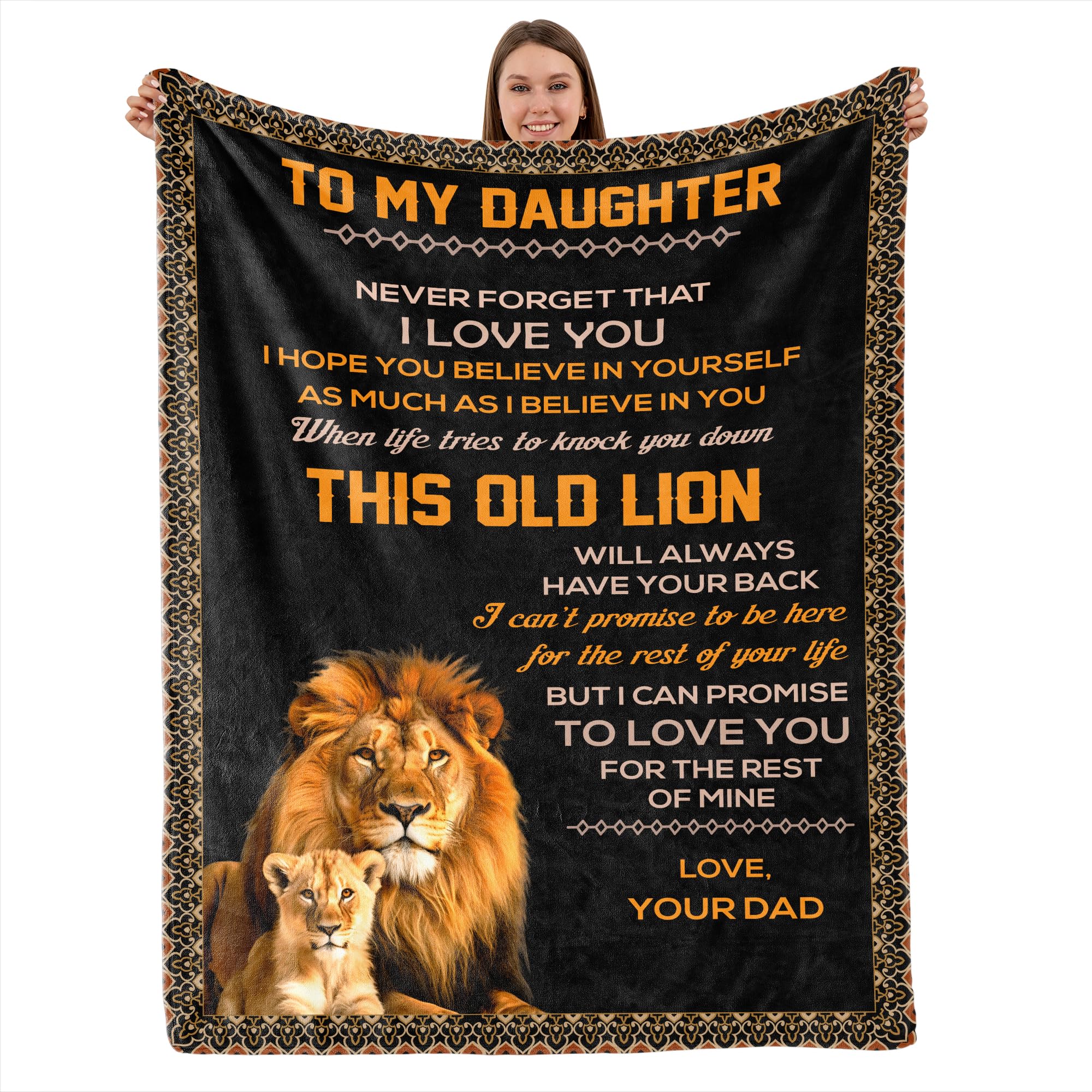 Custom Flannel Blanket Chrismas Birthday Personalization for Daughter Gift Flannel Plush Soft Bed Blanket Healing Thoughts Throws (Black, to My Daughter from Dad)