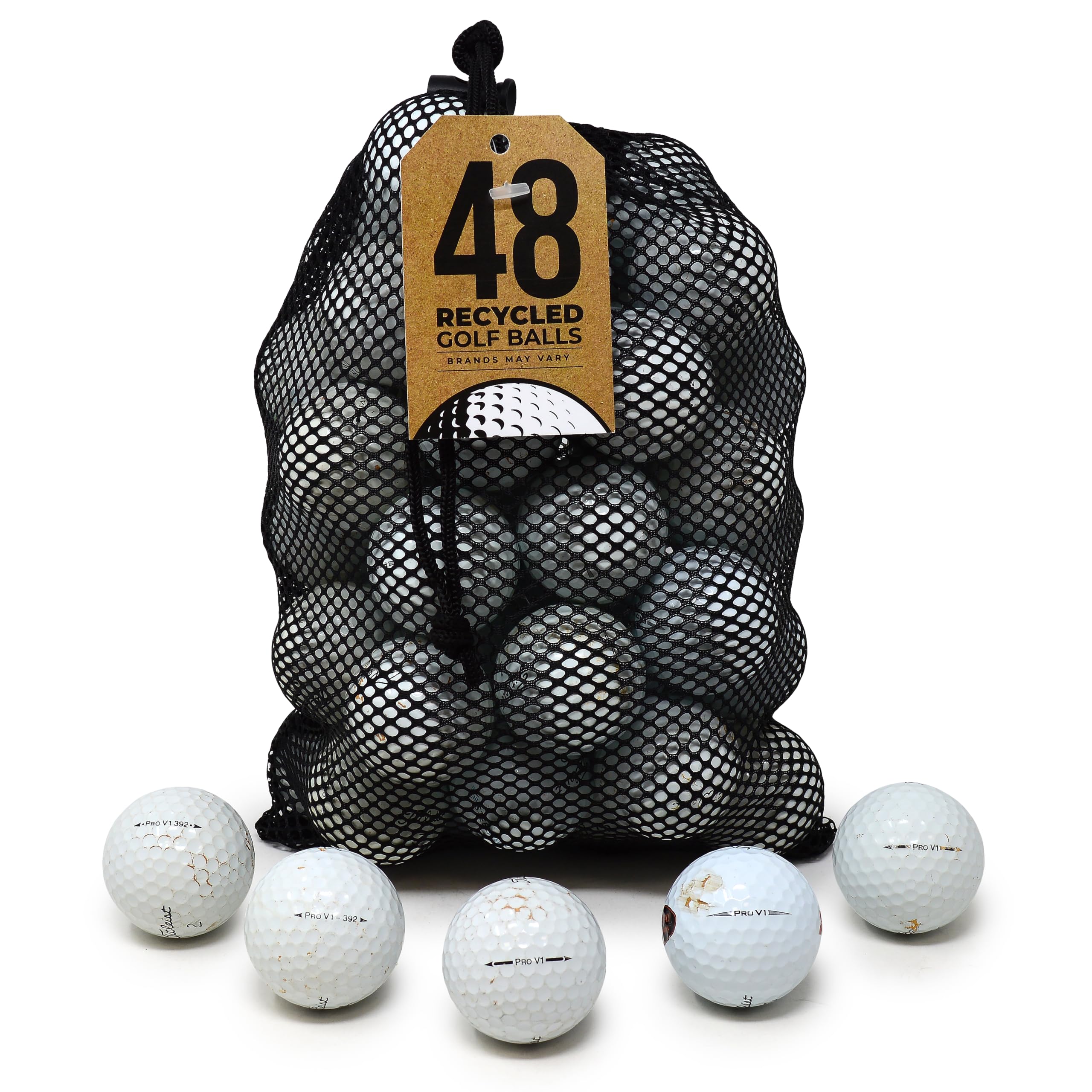 Second Chance Recycled Lake Golf Balls, Used Golf Balls - 48 Pack Hit Away Grade C for Titleist Pro V1 Golf Balls